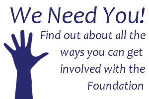 Get Involved hand raised picture with the words We need you, find out about all the ways you can get involved with the Foundation