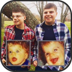 Two brothers Matthew and Brian are pictured today and as young children