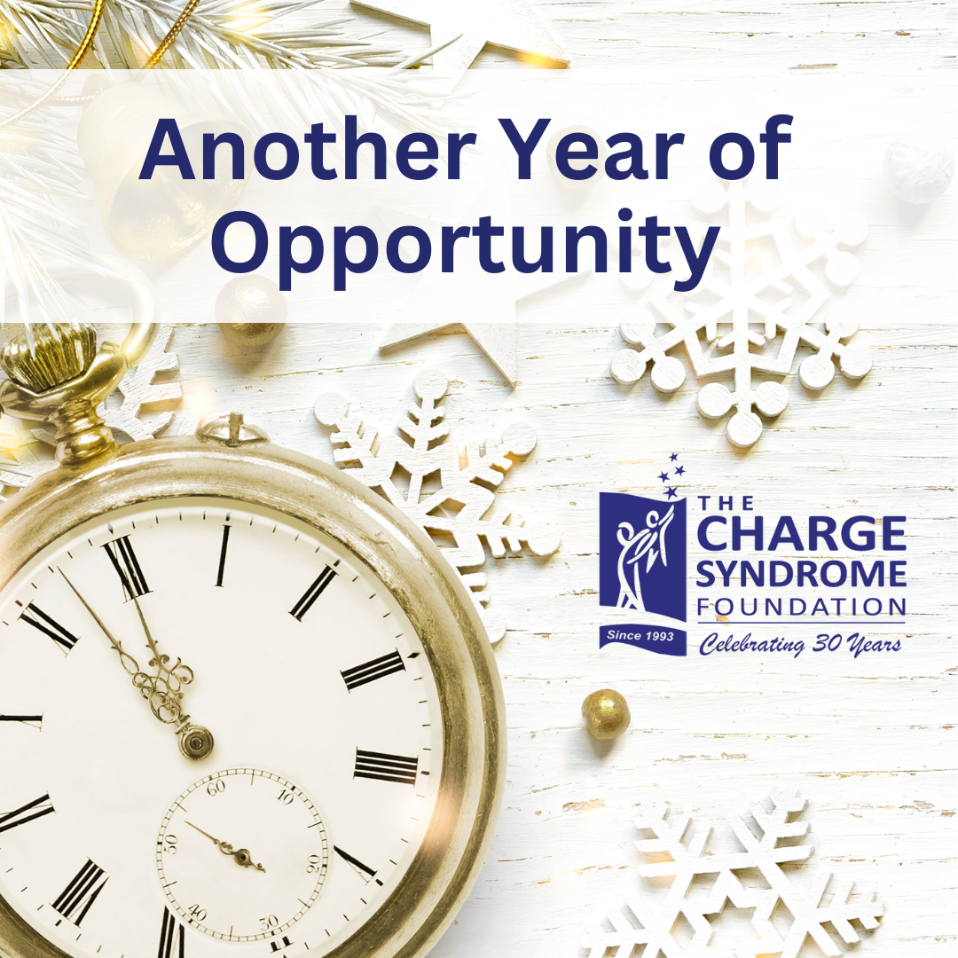 Photo of New Year's decorations and a clock. Reads: Another Year of Opportunity. 