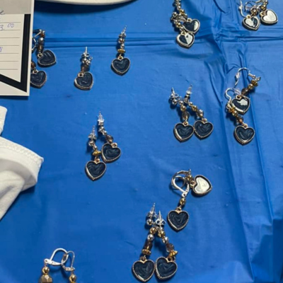 Blue CHARGE earrings for sale