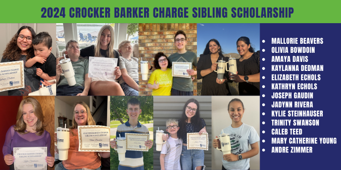 collage of photos of CHARGE siblings holding certificates of scholarships